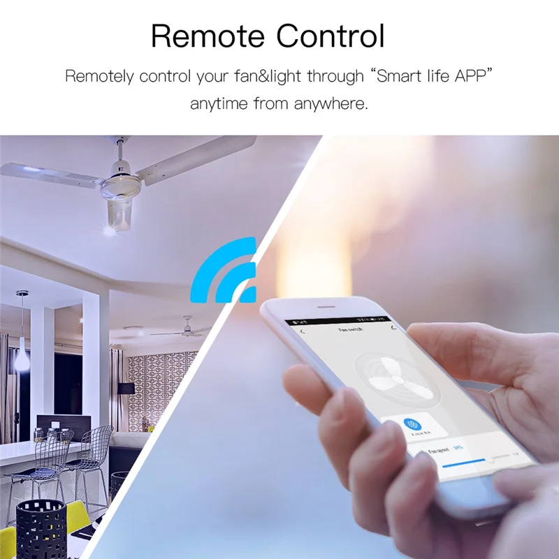 

A01F-Wi-Fi умный переключатель потолочного вентилятора Smart Life/Tuya управление приложением беспроводной пульт дистанционного управления бесступенчатая скорость переключатель вентилятора американская версия