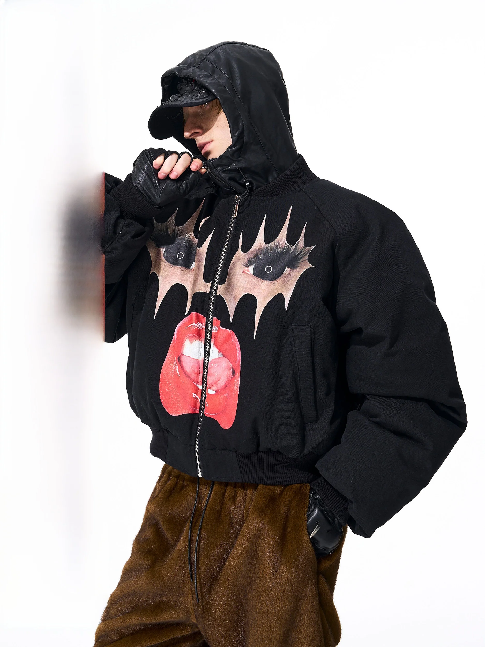 

Мужская утепленная бейсбольная куртка Exceed с принтом губ, хлопковая, молодежная, трендовая, приталенного кроя, зимняя верхняя одежда