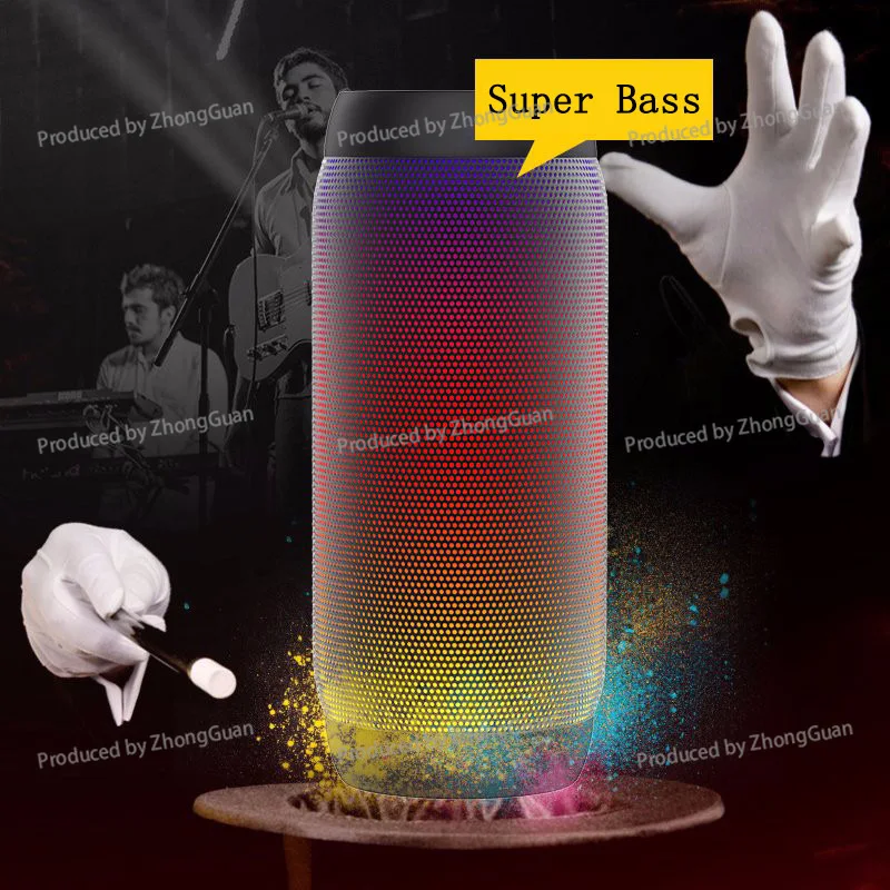 BQ615PRO Wireless Luminous Bluetooth Speaker Outdoor Cylindrical Subwoofer Riding Card RGB Colorful Audio