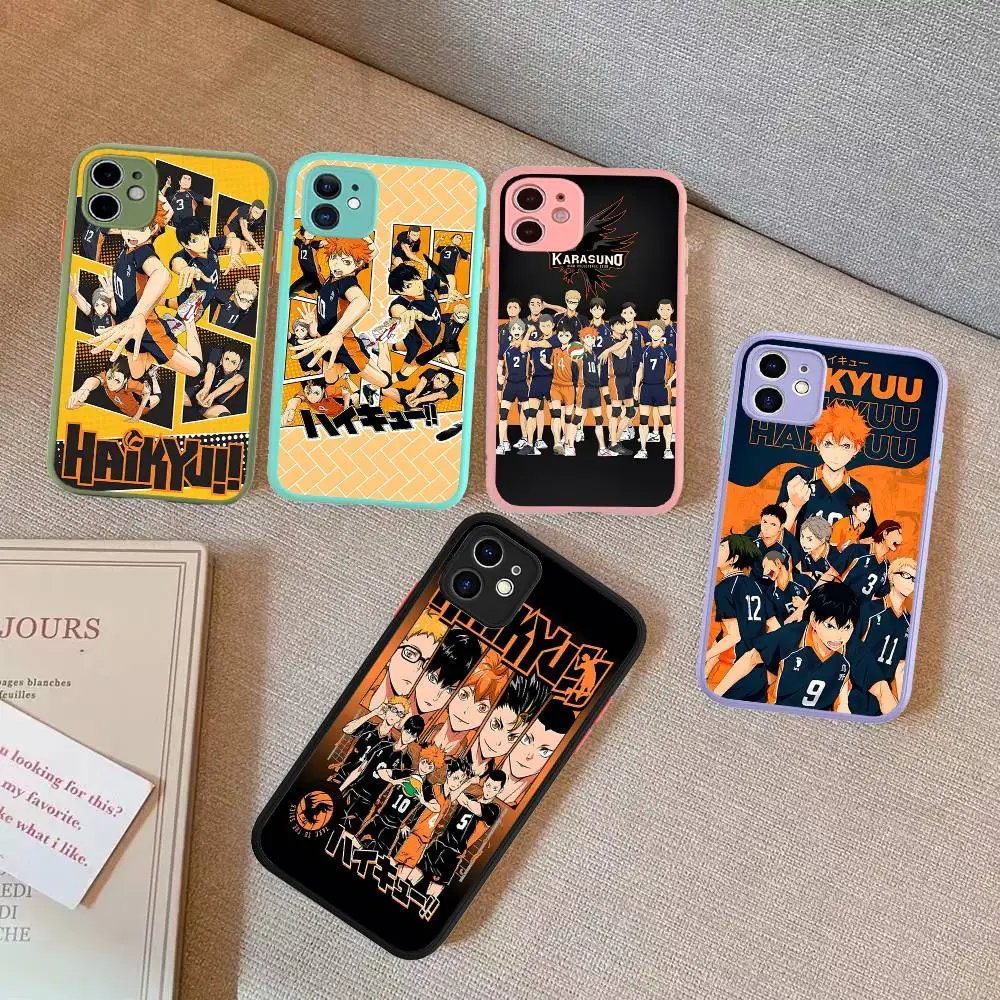 Haikyuu Karasuno الكرة الطائرة أنيمي جراب هاتف آيفون 14 11 12 13 Mini Pro Max 8 7 Plus X XR XS MAX غطاء شفاف غير لامع #1