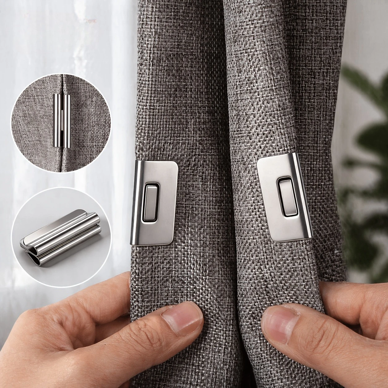 Magnetic Curtain Clips No Drilling Required Strong Holding Light Leak Proof Reusable Durable Easy Setup Home Necessary Set