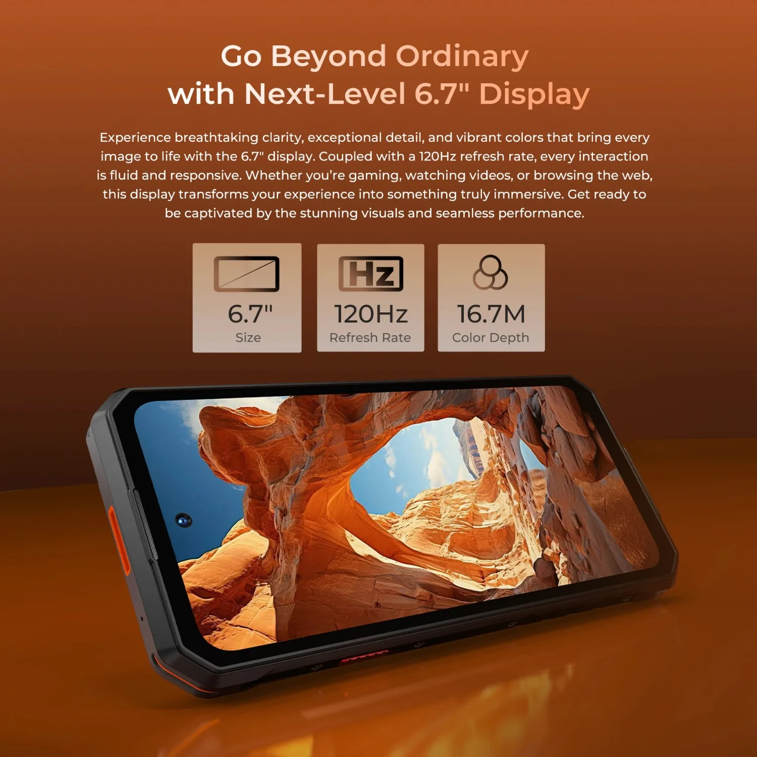 OUKITEL WP58 PRO 5G Rugged Smartphone 6.7“ 120Hz Display 24(8+16)GB+256GB 1000-Lumen Dual Camping Lights Android 15 Mobile Phone