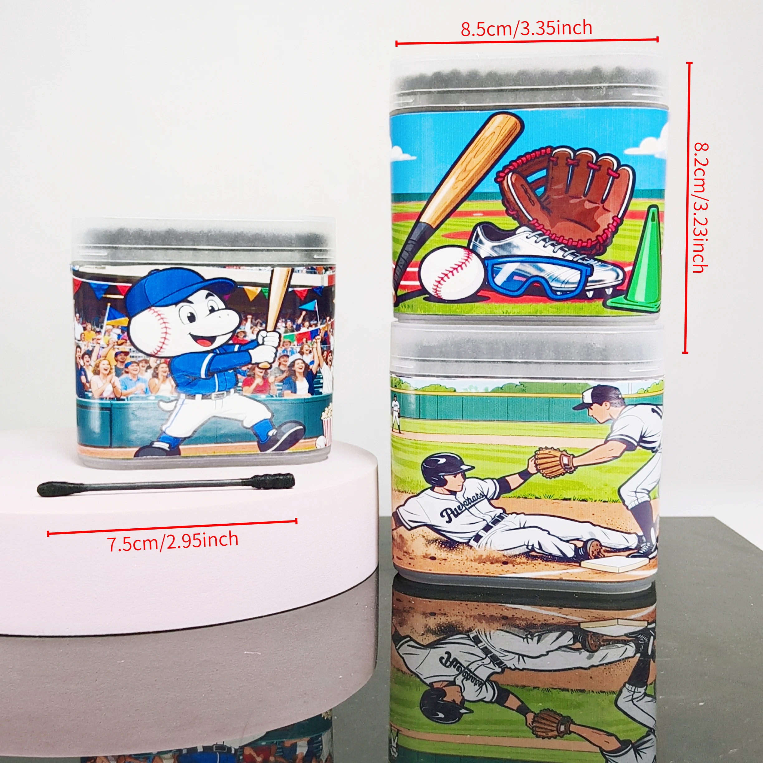 600 PZ (3 SCATOLE) tema baseball batuffolo di cotone nero scatola per scrub batuffolo di cotone a doppia testa