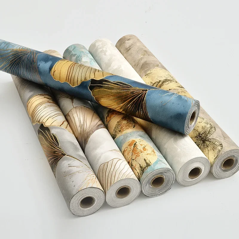 Self Adhesive Retro Embossed Wallpaper Plant Leaf Printed Relief Pattern Wall Papers Thickened Wear Resistant Metope Stickers