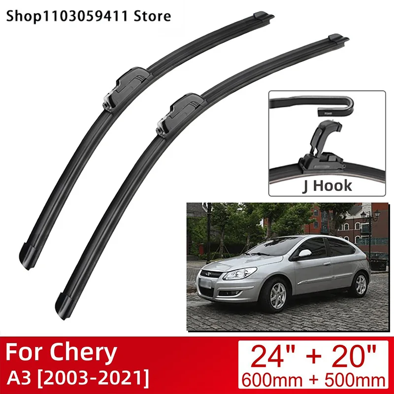 

For Chery A3 2003-2021 24"+20" Car Accessories Front Windscreen Wiper Blade Brushes Wipers U Type J Hooks 2021 2020 2019 2018