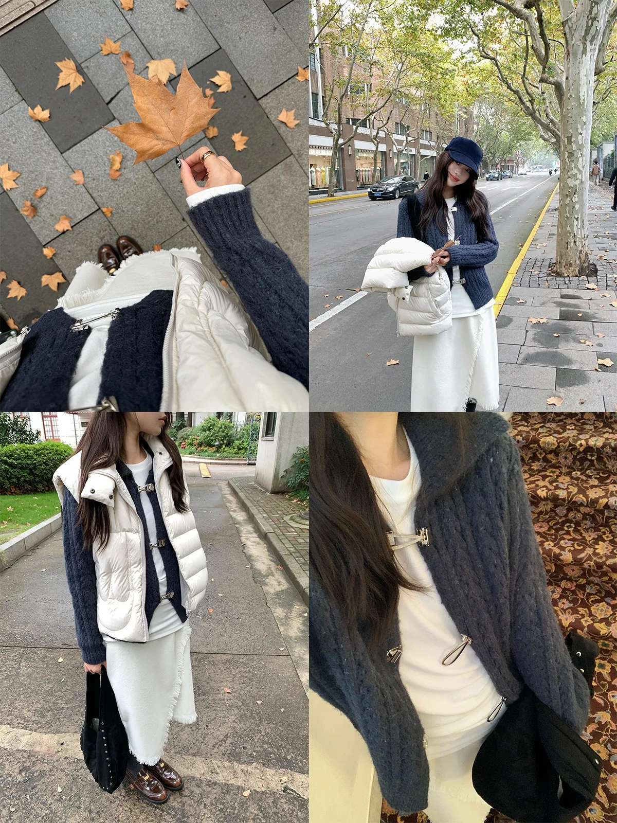 

Metal Bule Hollow out Collar Classic Knitted Open Cardigan Outerwear for Women Casual Comfortable Nylon Blend Winter Coat