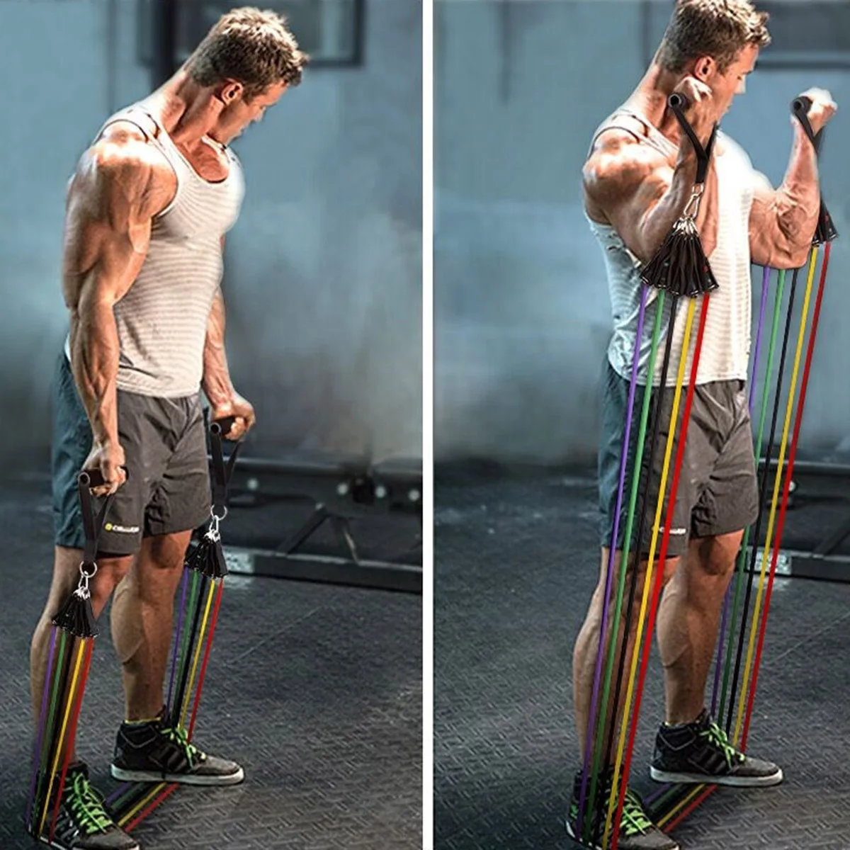 

Elastic Fitness Exercise Pull Rope Resistance Bands with Handle for Women Black Red Yoga Pilates Strength Training Portable Home