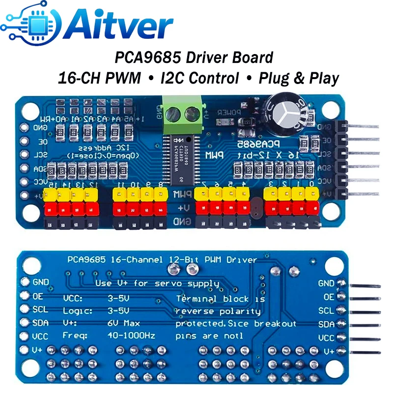 PCA9685 16‑Channel PWM Servo Driver Board / SG90 9g Servo / MG90S Metal Gear Servo 1PCS or 10PCS for Arduino Robot DIY