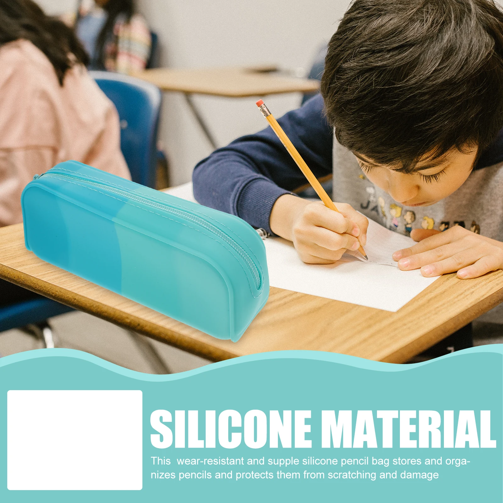

Candy Color Silicone Pencil Case Large Capacity Wear-Resistant Smooth Zipper Pen Bag For Girls College Students Aesthetic School