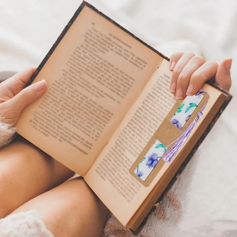 DIY 빈 북마크 커버 북마크 거치대 세트, 크래프트 북마크 슬리브, 투명 자체 접착 가방, 내구성 쉬운 설치, 200 개