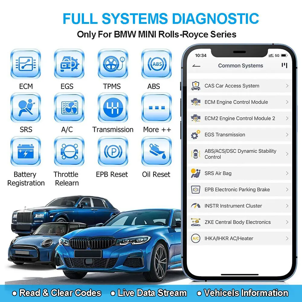 ANCEL BD300 OBD2 Bluetooth Scanner For BMW Car Code Reader ABS SRS EPB Oil Reset Automotive Scanner All Systems Diagnostic Tool