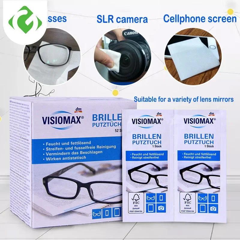 Toallitas de limpieza desechables empaquetadas individualmente, paño de limpieza de gafas, herramienta de limpieza de lentes de cámara SLR, secado rápido, hecho en GER