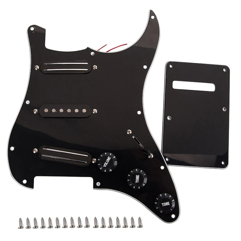 Black 3-Ply Sss Dual Rail Pickups Loaded Prewired Guitar Pickguards For 11 Hole Electric Guitar