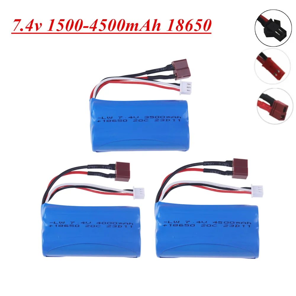 7.4V 1500/2200/3000/3500mAh JST/T/SM Plug 18650 2S akumulator litowo-jonowy do Wltoys 12423 10428 12429 12401 12402A części zamienne do samochodów RC