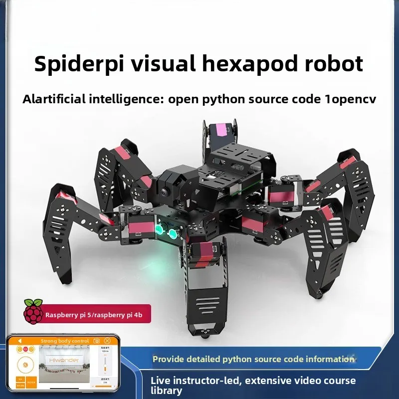 Hexapod bionic robot SpiderPi programmable OpenCV intelligent AI visual recognition