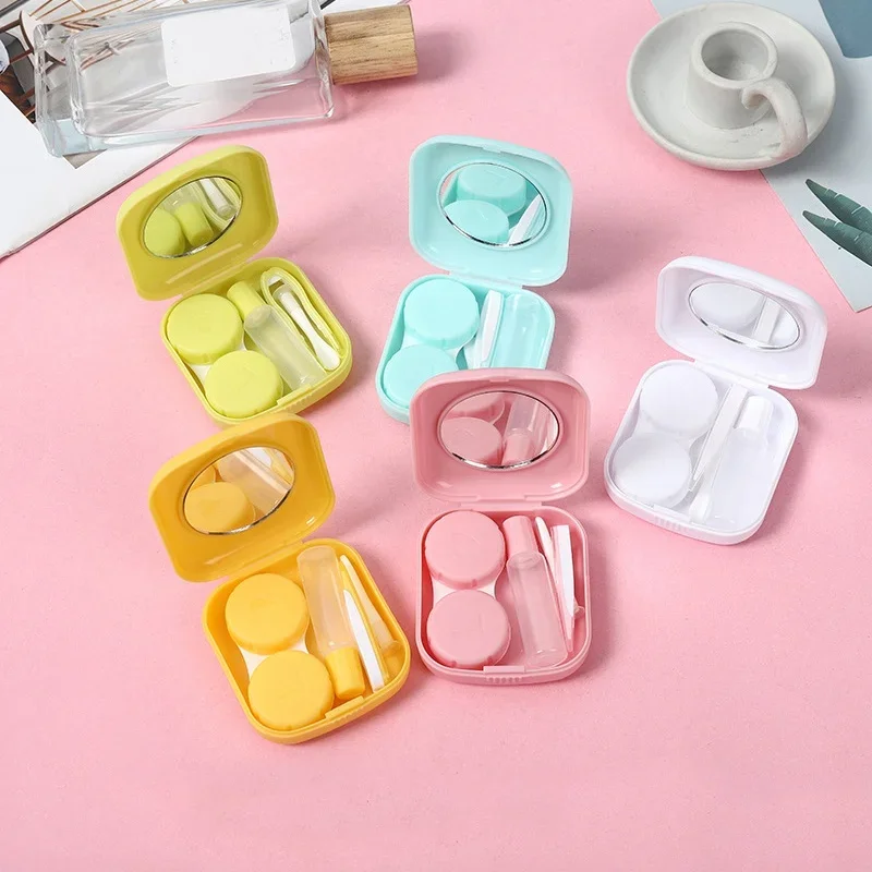 Tragbare niedliche Frucht bonbons einfarbige Kontaktlinsen Box Linsen etui für Augen pflege set Brillen etui Halter Behälter geschenk