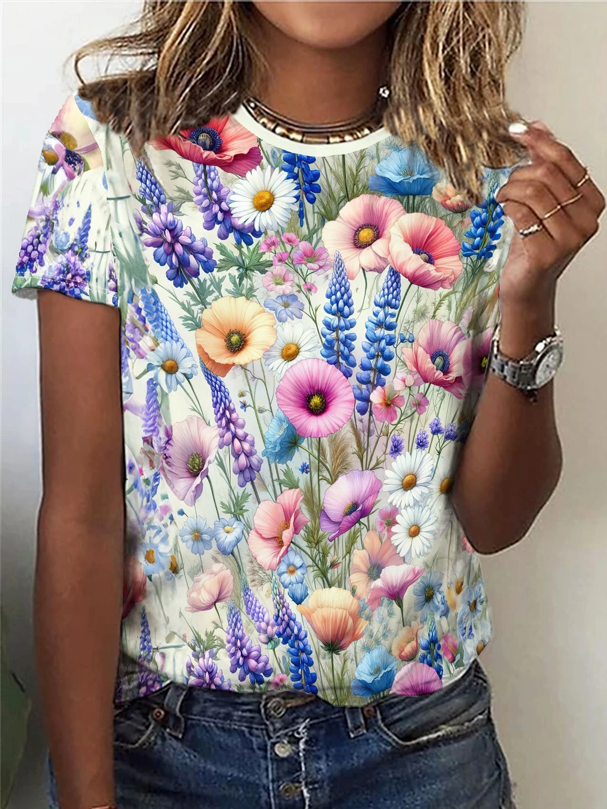 Flower Floral Bird 3D Print T-Shirts Women Summer O-Neck Short Sleeve T Shirt Y2k Harajuku Tees Streetwear Tops Female Clothing