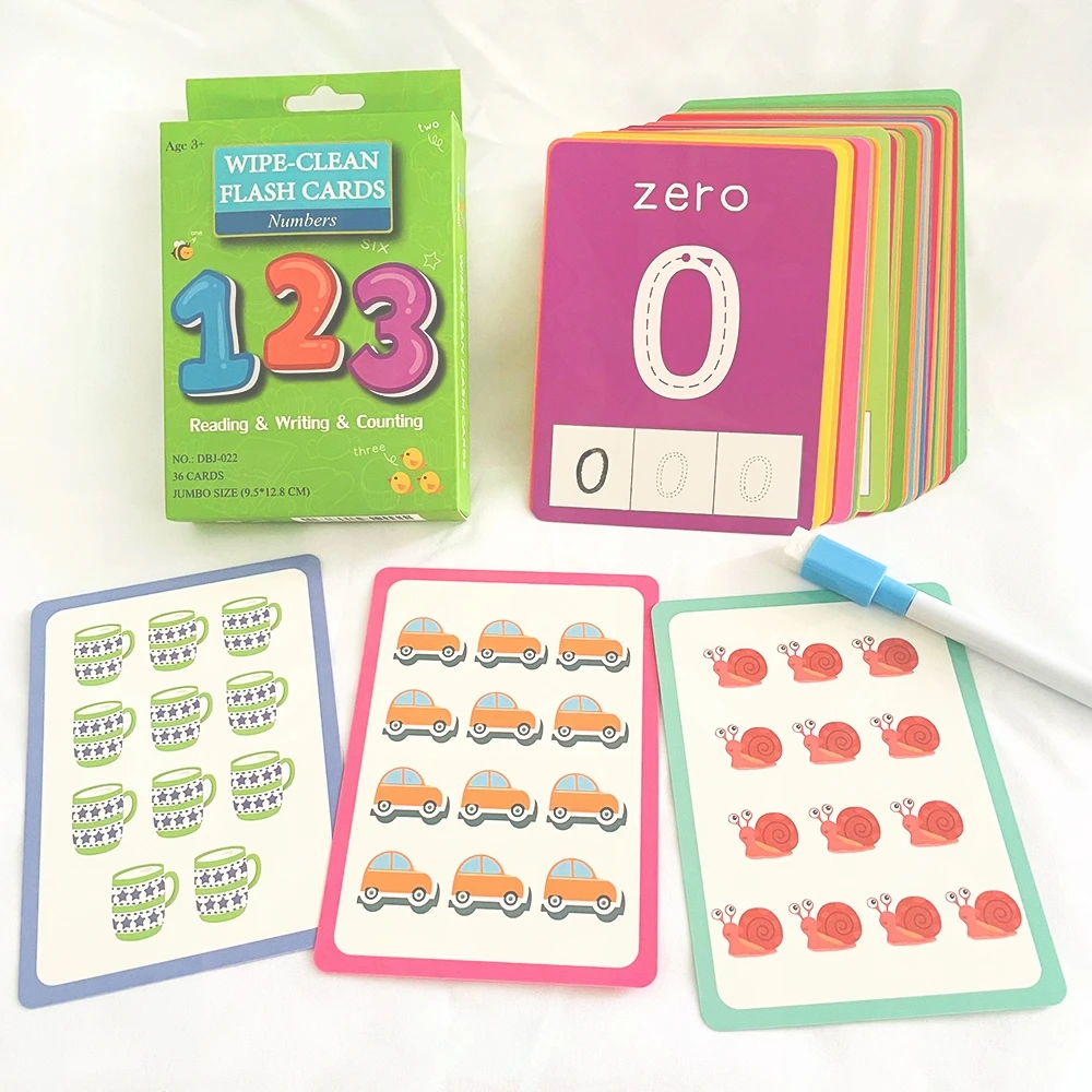 Juego de tarjetas de Aprendizaje Temprano de matemáticas Montessori para niños, Flashcards de cognición numérica para lectura y escritura, juguete educativo, 36 tarjetas