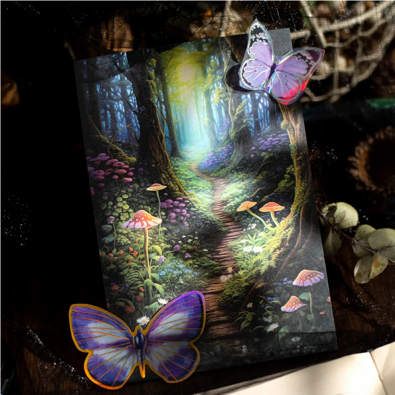 JIANQI 30pcs/pack Retro Magic Forest Materials Paper Decorative Diy Diary Album material junk journal Scrapbooking supplies