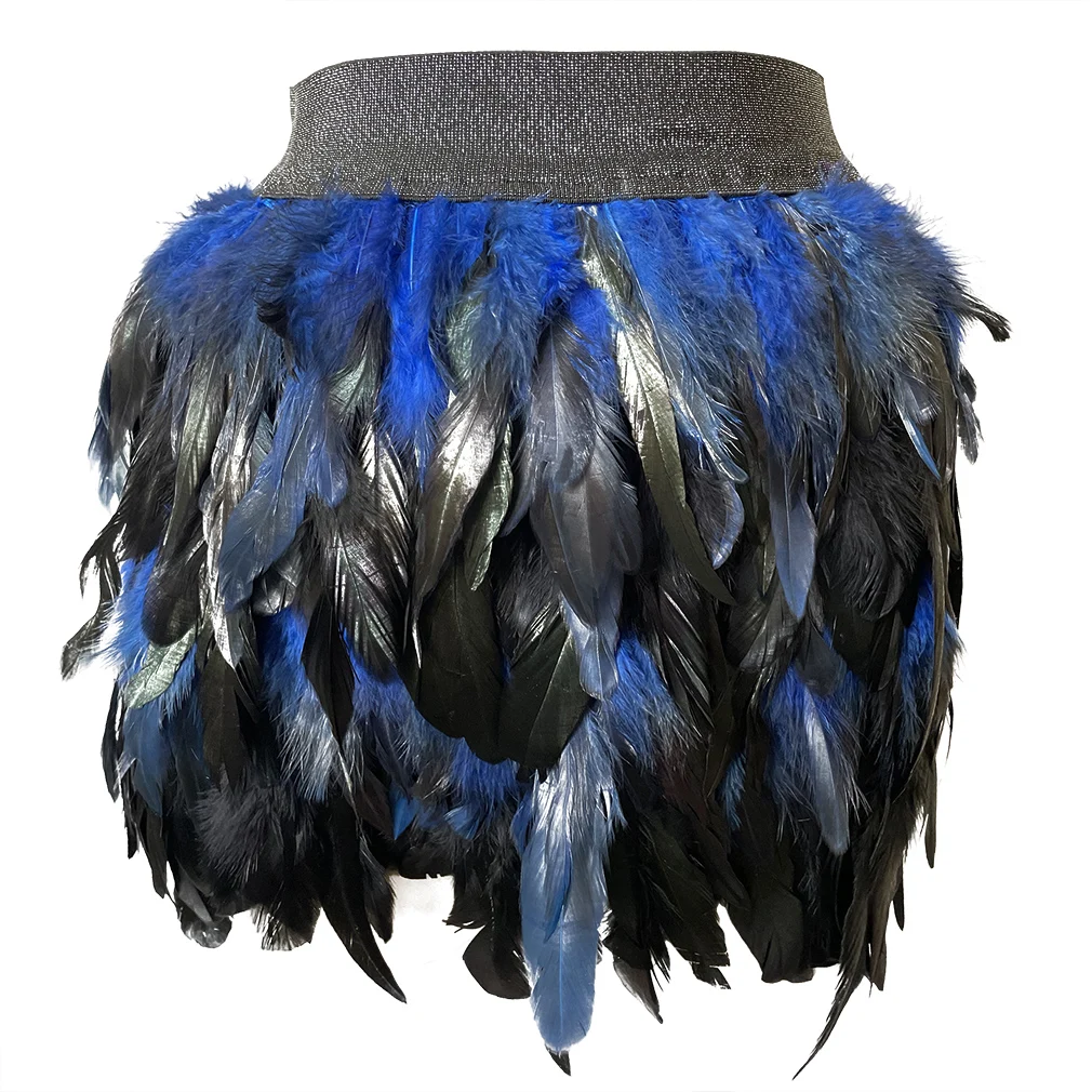 Women Feather Skirt Mini Length Fully Double Layer Fabric Lined Feather Skirt Party Event Plumage Office Lady Skirt