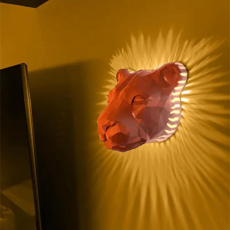 Lámpara LED de pared 3D para decoración de sala de estar, iluminación de pasillo, búho, León, accesorios de iluminación para el hogar