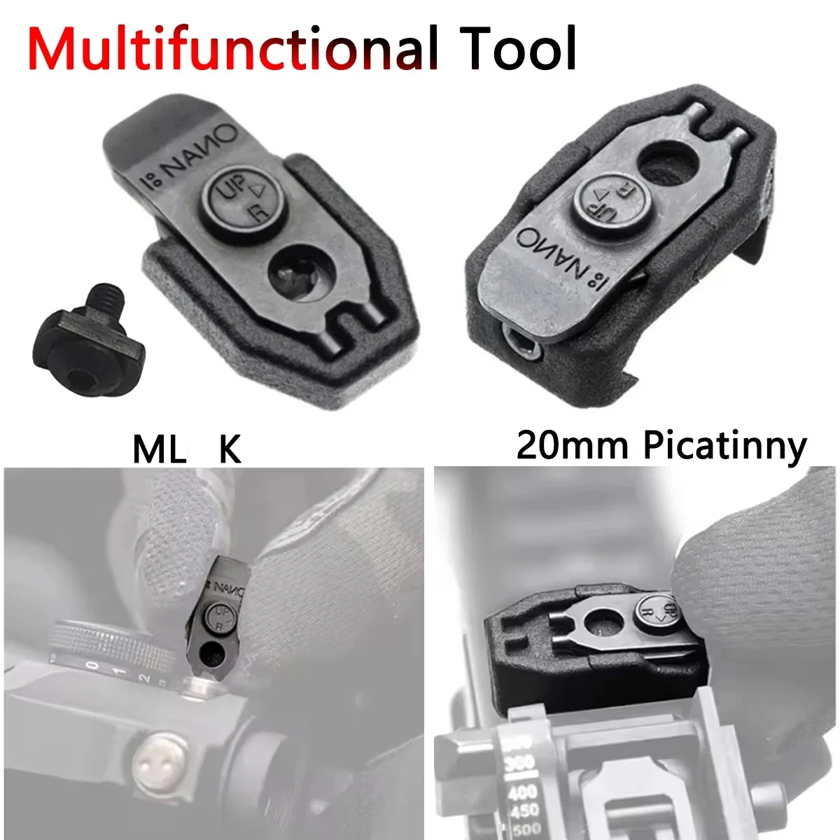 NANO Tool Multifunctional Adjustment Tool With 20mm Picatinny M-LK Mount Quick Adjust for Red Dot Holographic Sight Multi Tool