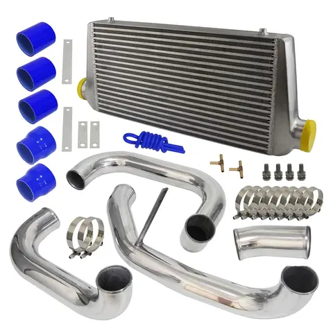 Mise à niveau du refroidisseur intermédiaire avec kit de tuyau en aluminium, bleu, noir, rouge, convient pour Nissan Skyline R32, R33, R34, GTST RB20, RB25DET 93-98
