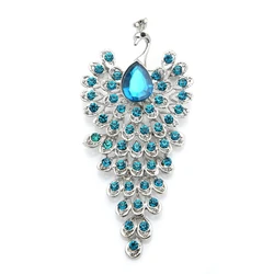 Wuli&baby Big Rhinestone Peacock Bird Brooches Women Beauty 3-color Bird Animal Weddings Party Office Brooch Pins Gifts