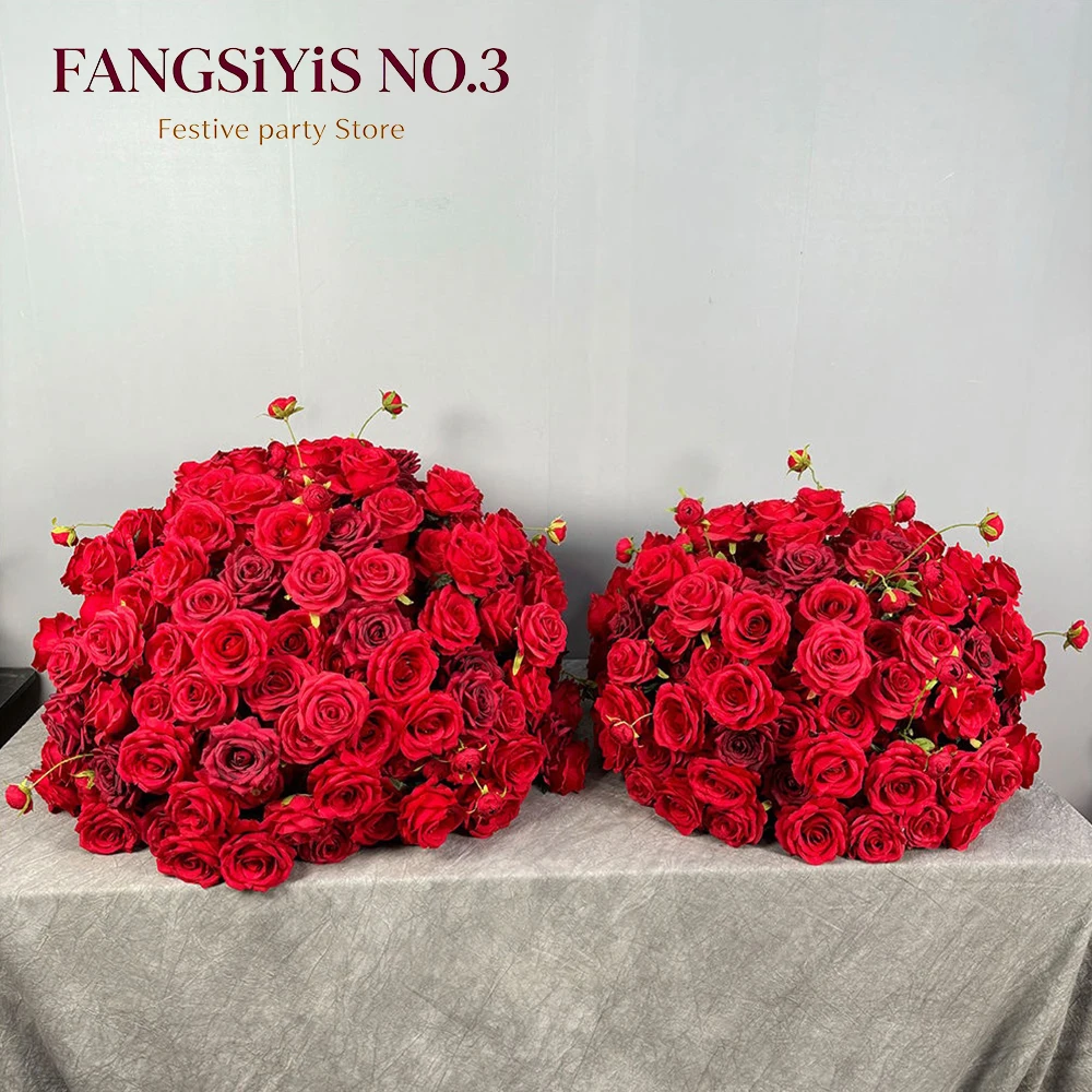 Large 70/50/60/40cm Artificial Flower Ball Red Rose Wedding Table Centerpiece Event Party Stage Road Lead Floral Window Display