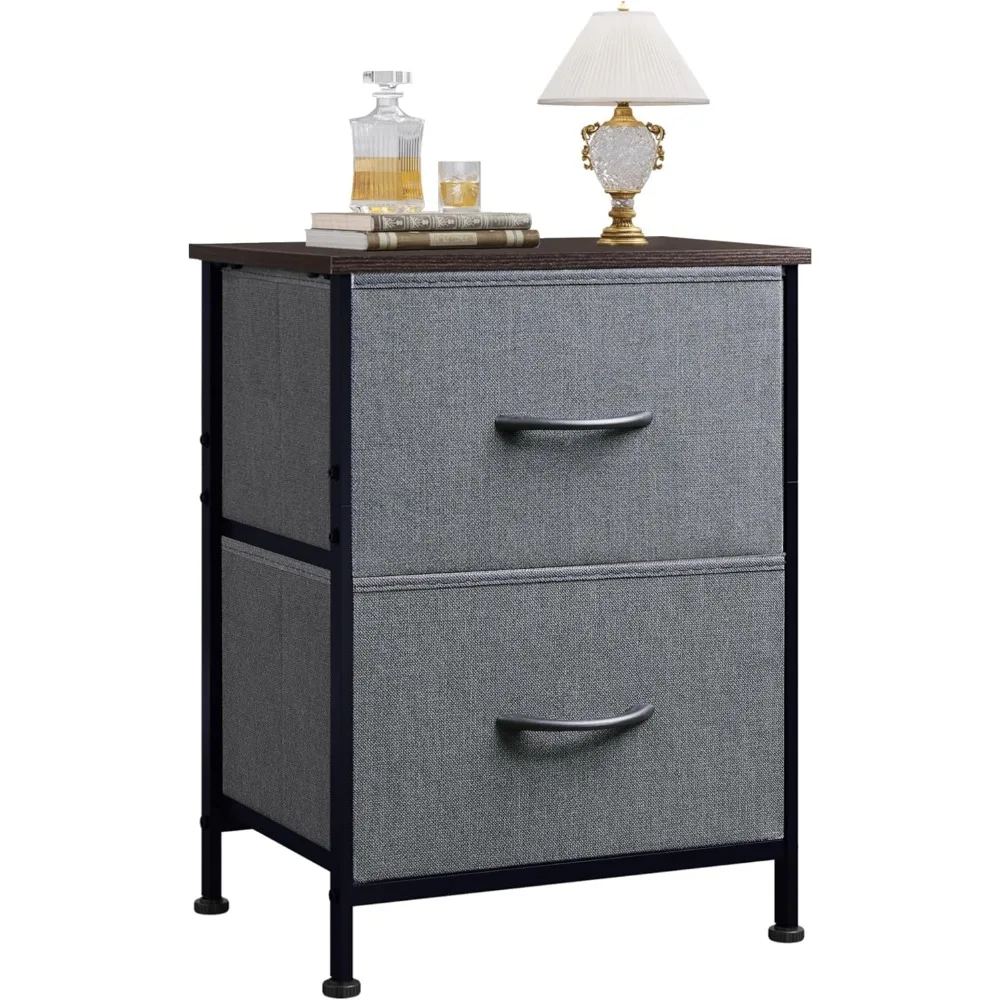 

Nightstand, 2 Drawer Dresser for Bedroom, Small Dresser with 2 Drawers, Bedside Furniture, Night Stand, End Table with Fab
