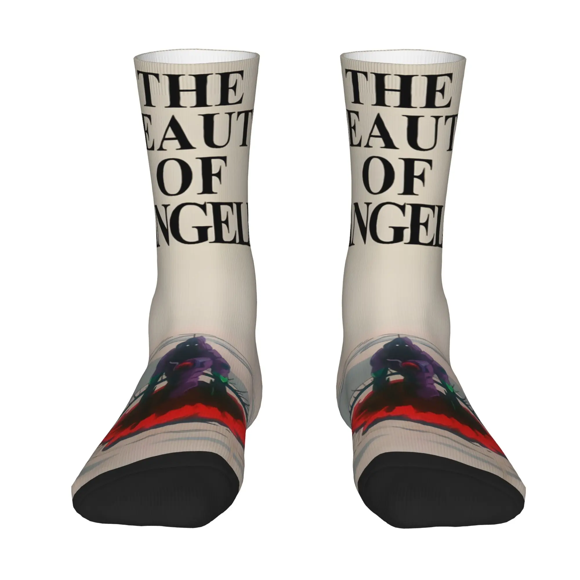 1 Pair Funny Happy Men's Sock Evangelion Vintage Harajuku  Hip Hop Novelty Casual Crazy Sock Gift Printed