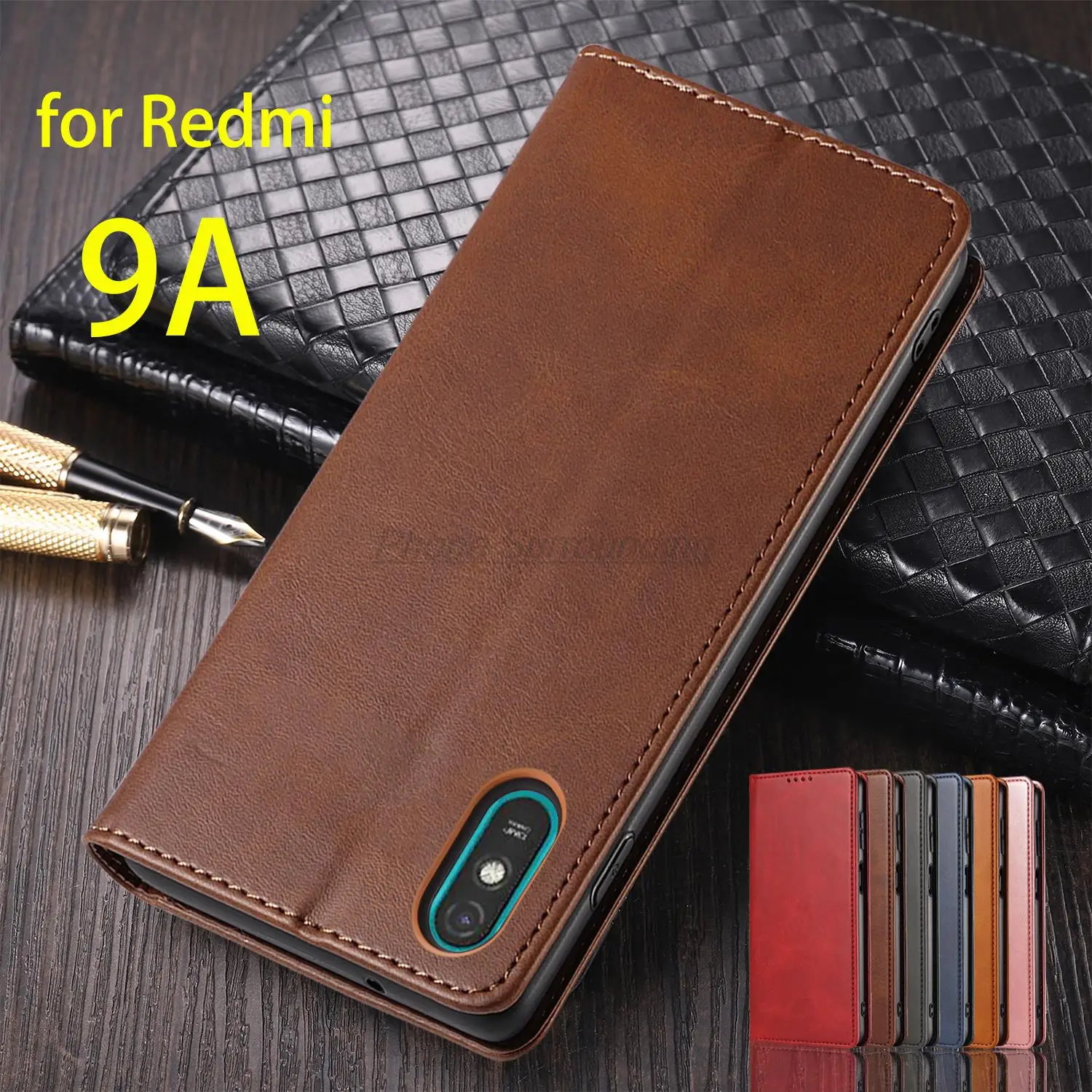 Leather Case for Xiaomi Redmi 9A Flip Case Card Holder Holster Magnetic Attraction Cover Case Redmi 9A Wallet Case Fundas Coque