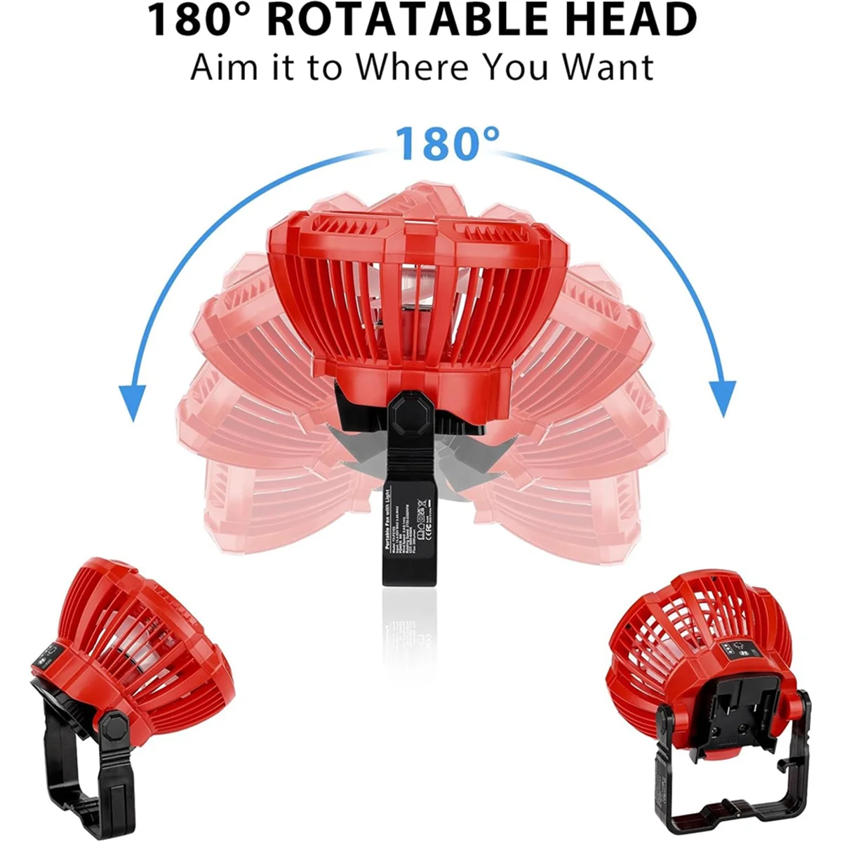 For Milwaukee Fan M18 Portable Battery Operated,Camping Fan,Portable Fan with Light ,Remote, SB Port,3 Speed for Camping