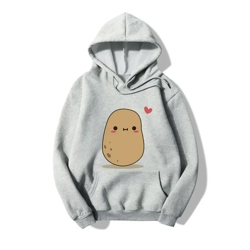 Cute Hooded Sweatshirts Women A Pair of Teen Girl Hoodies Cartoon Potato Print Long-sleeved Sweater with Baggy Top Pockets