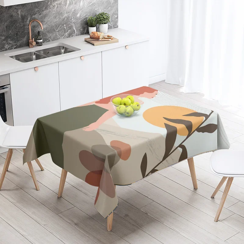 Morandi Grey Abstract Tablecloth Nordic Minimale Geometric Pattern Hall Restaurant Dual-use Student Dormitory Coffee Table Mat