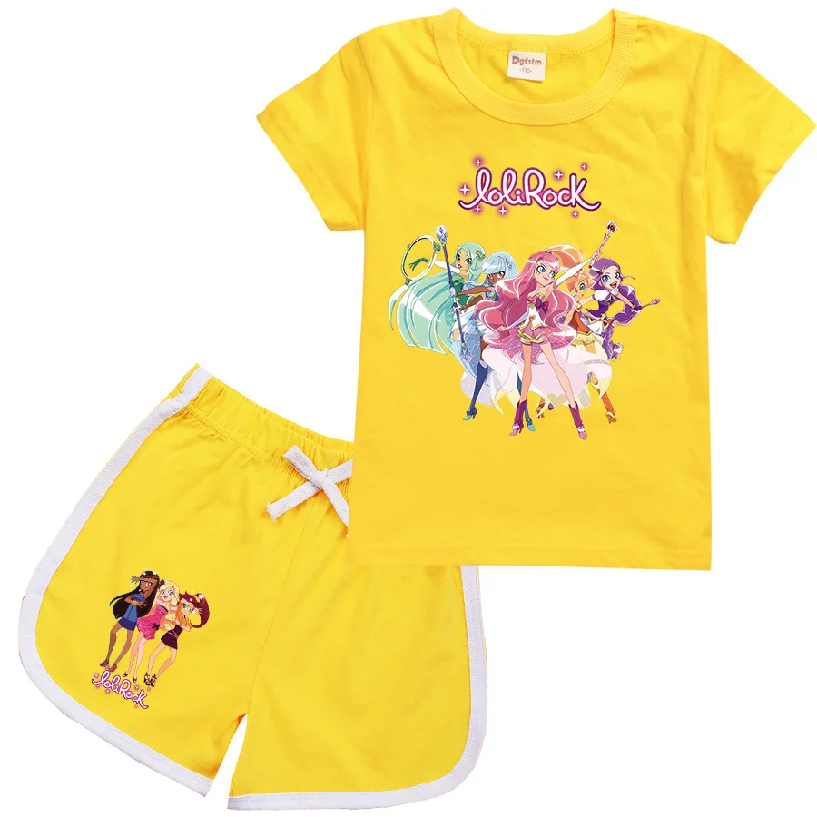 Fashion LoliRock Magical Girl Clothes Summer Clothing Kids LoliRock Sports Suit T Shirt+Pants 2pcs Baby Children Outfits Pajamas