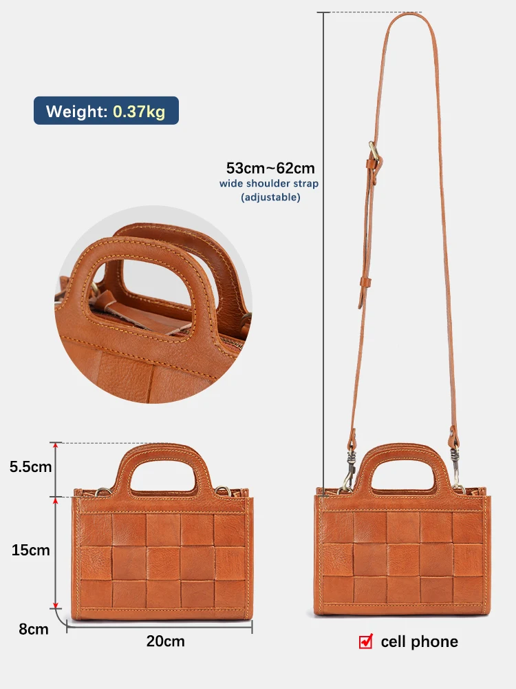 Zency Genuine Leather Women Shoulder Bag Small Designer Handbag Weave Crossbody Female Vintage Top Handle New Messenger Bag