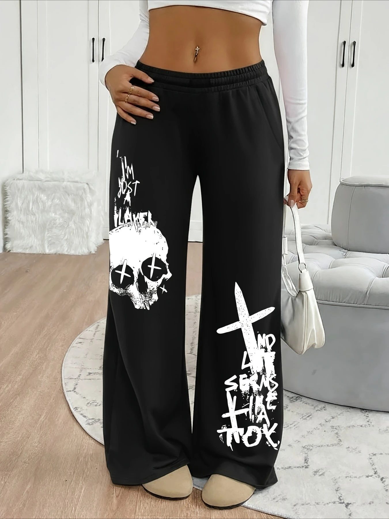 

2026 Hot Selling Fashion New Style Cool Men's and Women's Gothic Skull Cross 3D Printed Outdoor Running Pants Large Size
