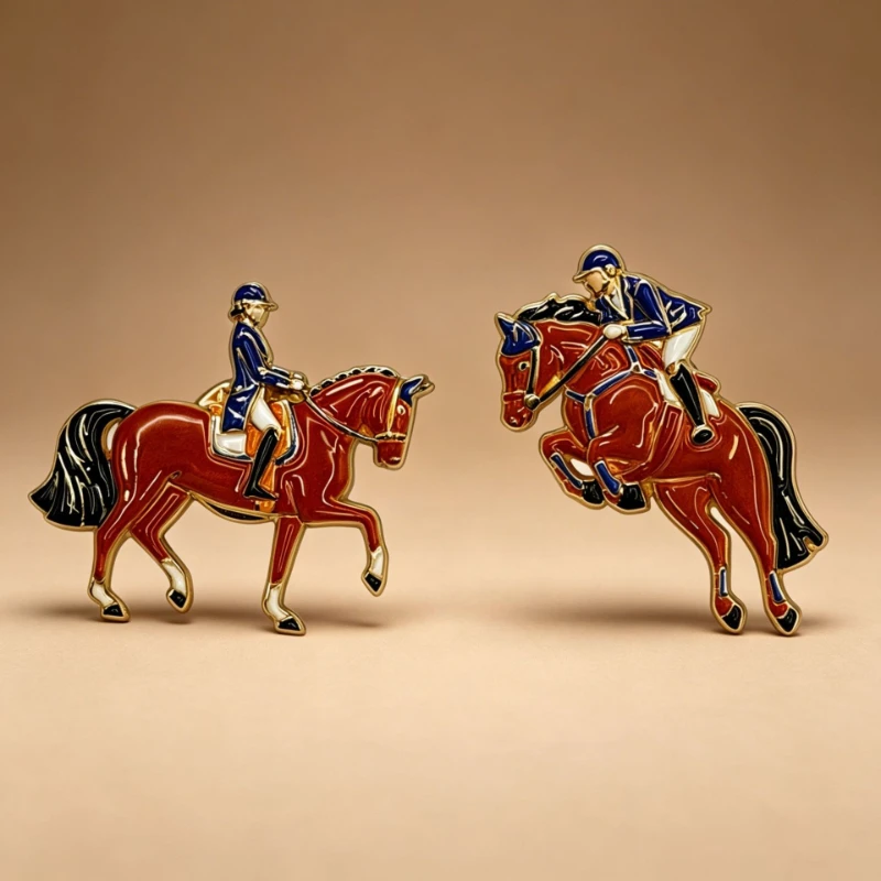 Equestrian Club Metal Dressage Brooch Horse Riding Alloy Badge Pin For DIY Clothing Bags Hat Perfect Gift For Equestrian Lover