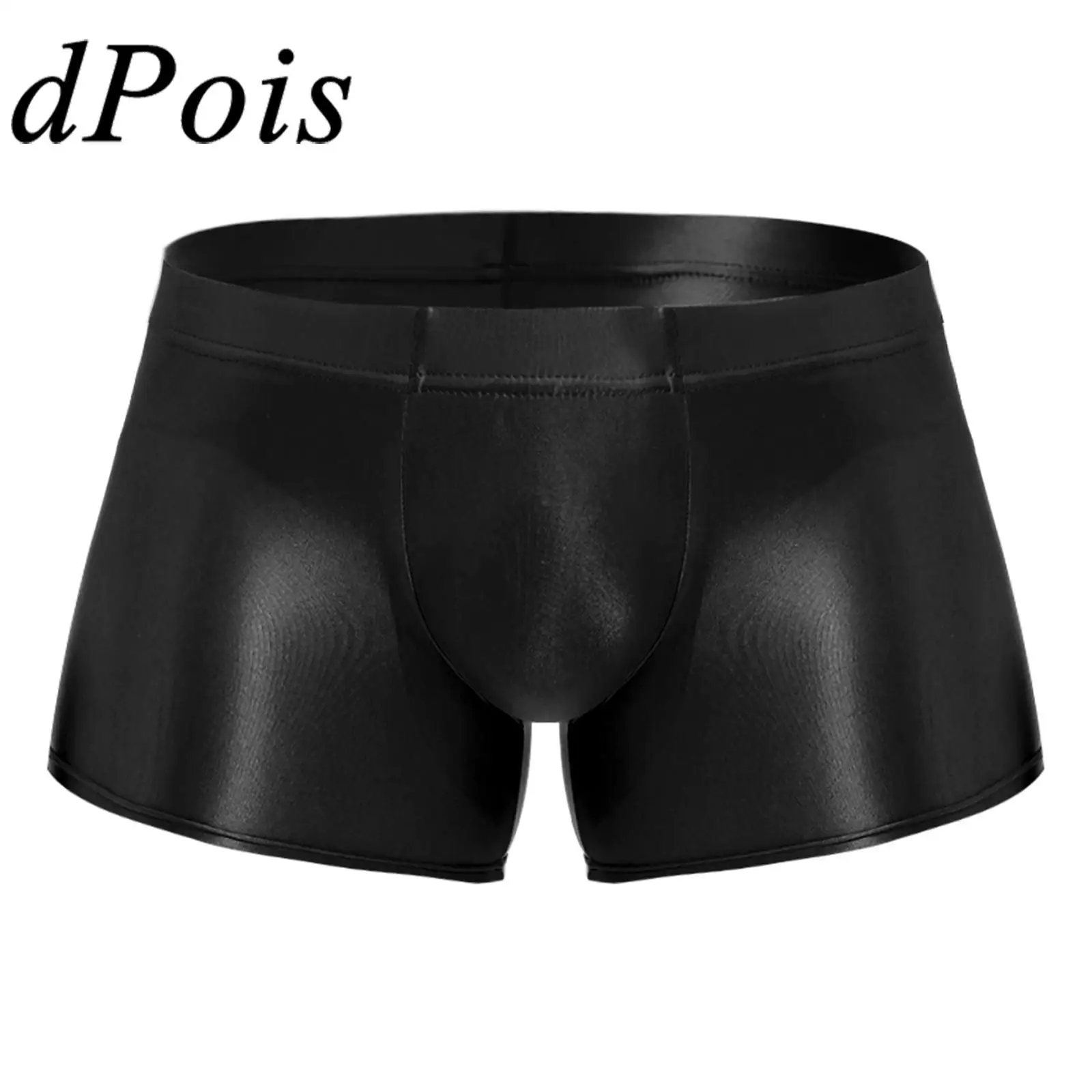 Men Low Rise Glossy Boxer Briefs Underwear Solid Color Boxers Shorts Bottom Low Rise Underpants Swimwear Male Swimming Trunks