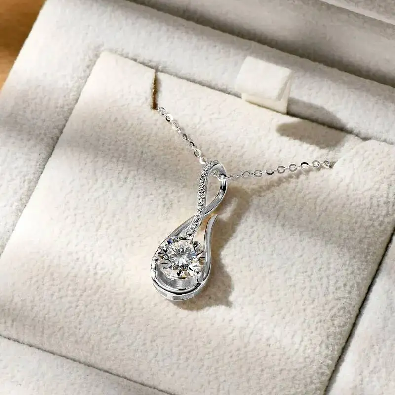 925 Sterling Silver 8mm Infinity Moissanite Pendant Necklace For Women Certified Birthday Gift Jewelry