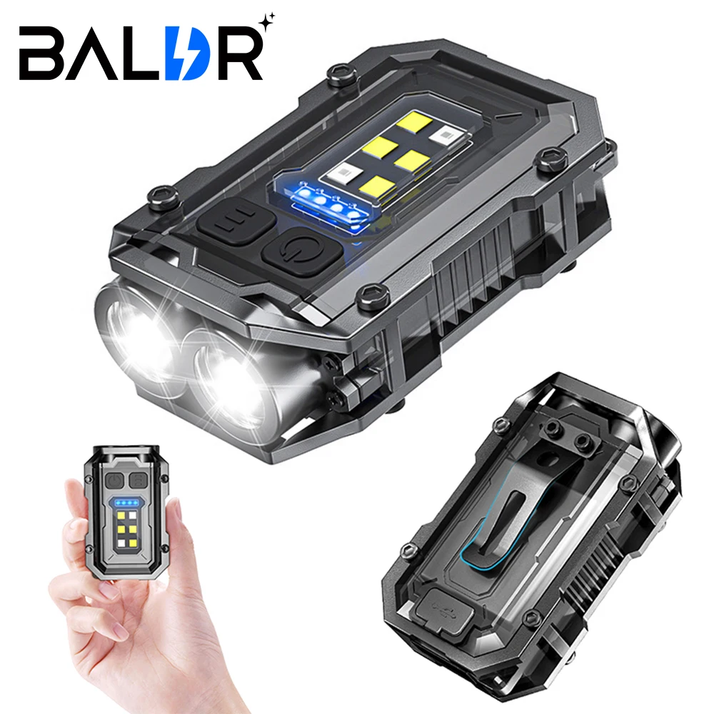 BALDR G111 Super jasna latarka kieszonkowa LED wielofunkcyjna Linterna magnetyczna COB EDC Mini latarka z brelokiem akumulatorowa