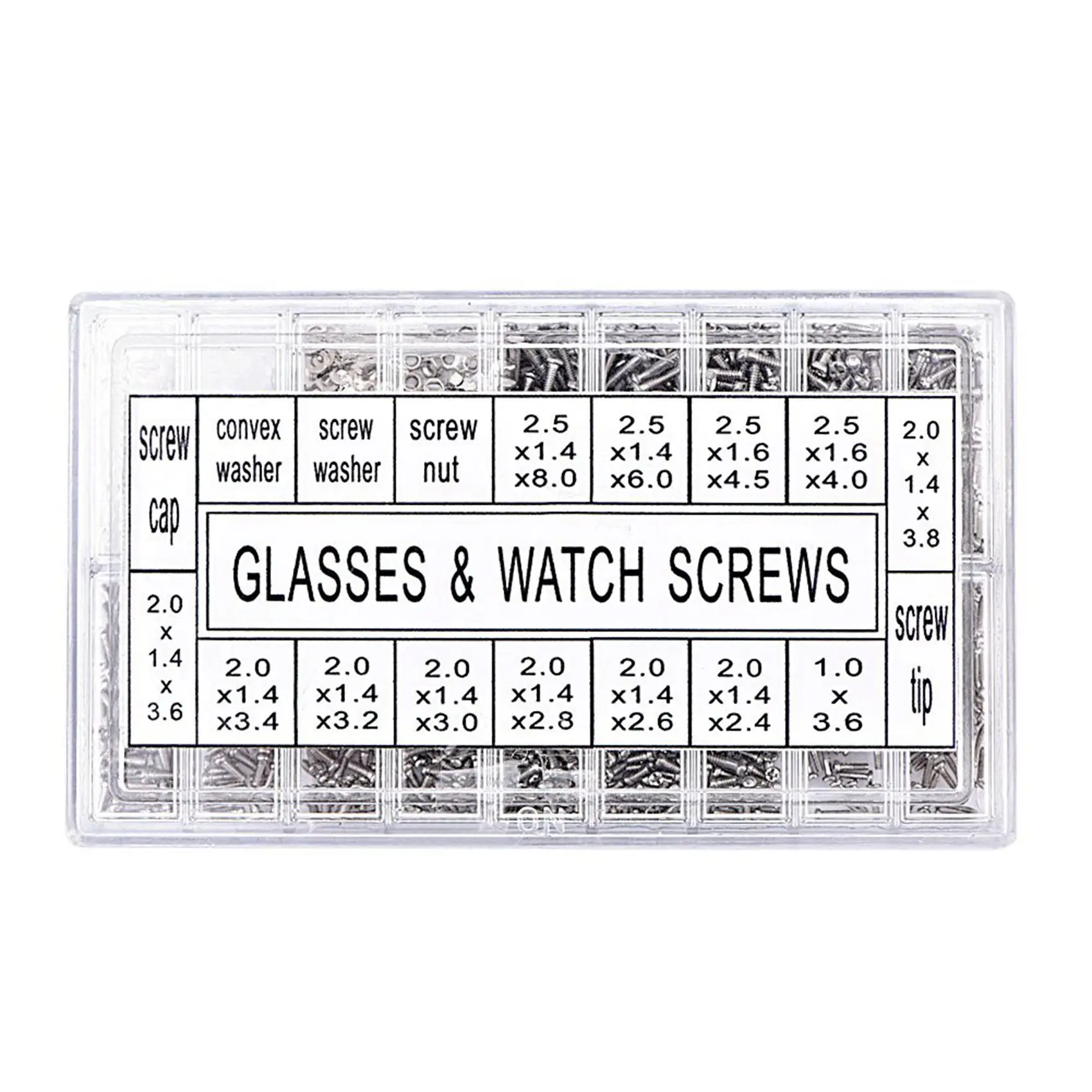 A36T-2000Pcs Stainless Steel Eyeglasses Watch Repair Screw Replacement Kit Set Tiny Screws Nut Assortment Repair Tool Kit Set