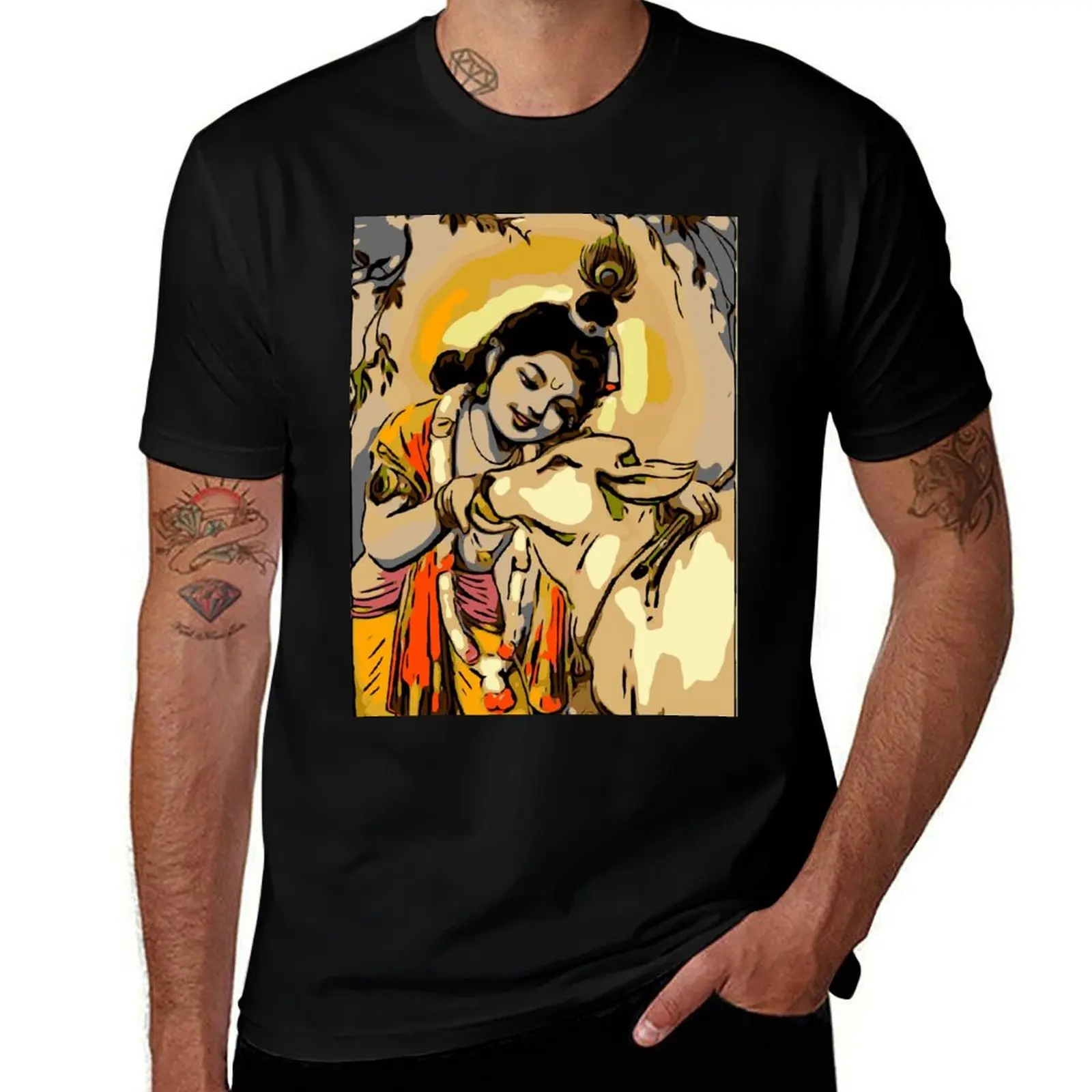 

Krishna Gopal T-Shirt Luxury man oversized graphic tee Aesthetic clothing tshirts personalised men t shirt