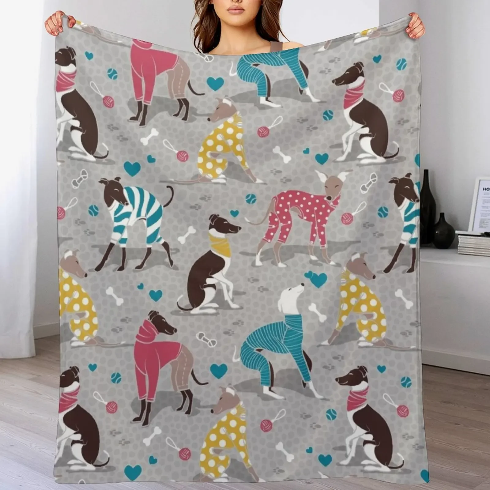 Greyhounds dogwalk // grey background Throw Blanket Baby Designers decorative Moving Blankets