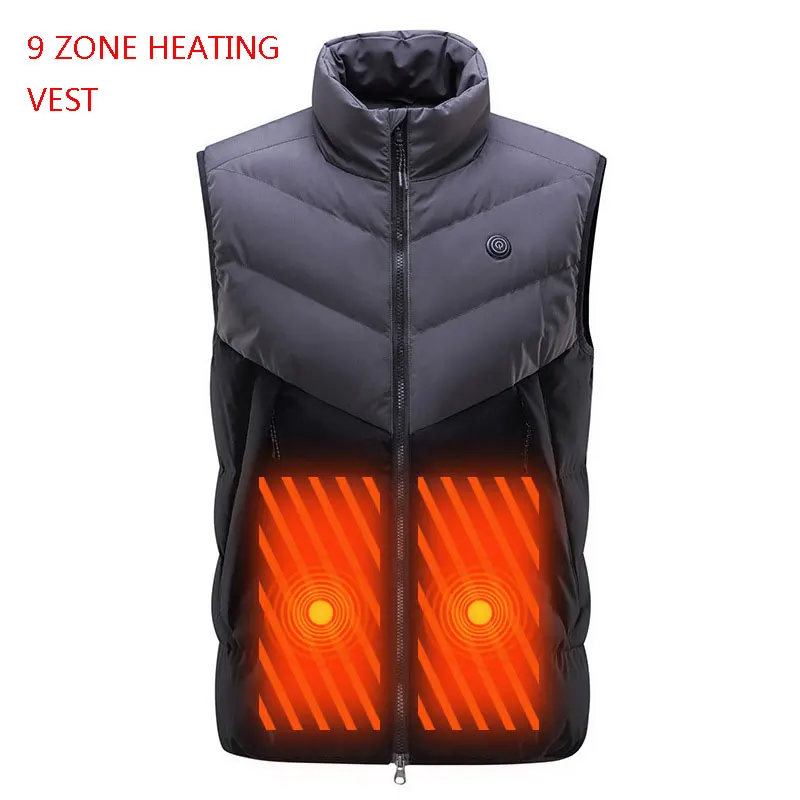 

2022 Newest Plus Size Men's Nine Zone Smart Heated Vest USB Heating Thermal Waistcoat For Sports Mountaineering Camping Skiing