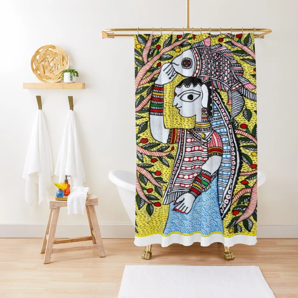

mithila painting Shower Curtain Set For Bathroom Modern Bathroom Accessories Bathroom Deco Curtain