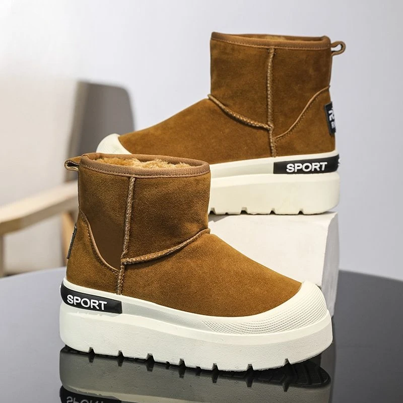 

Boys Winter Snow Boots Kids Warm Fleece Lined Waterproof Anti Slip Thick Sole Casual Cotton Shoes New Design for Mid Large Size