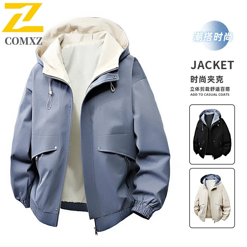 COMXZ Men Overcoat 2025 Scratch Resistant Adventure Climbing High-Quality Lightweight Jacket Hiking Cycling Outdoor Camping Coat