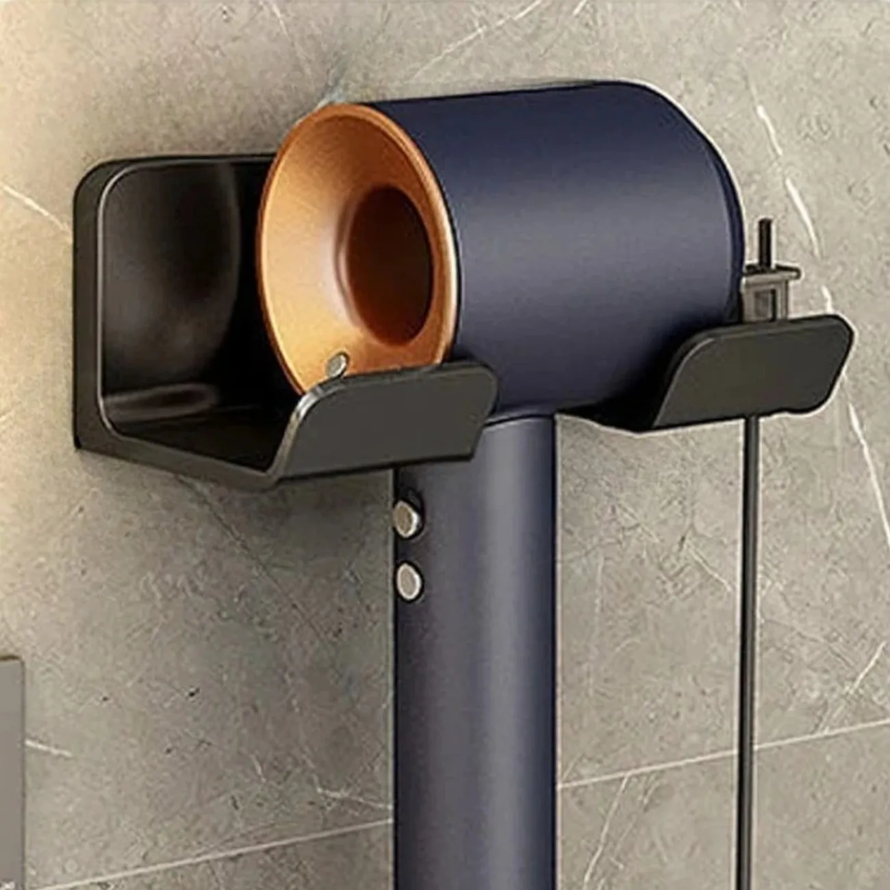 

Blow Dryer Wall Mount Cradle – Durable Hairdryer Holder for Inside Cabinet or Vanity, Includes Small Shelf